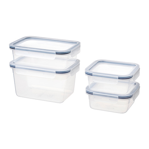 IKEA 365+ - pojemnik z pokrywką, 4 szt., plastik