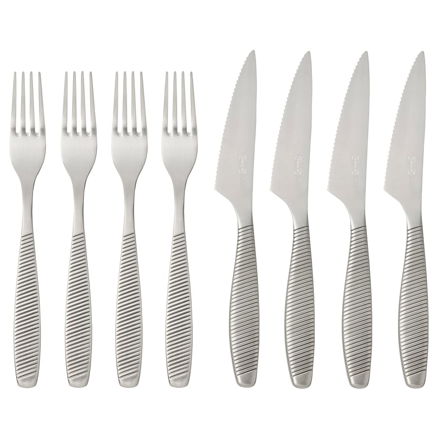 IKEA 365+ steika piederumu komplekts; 8 vien., nerūsējošais tērauds