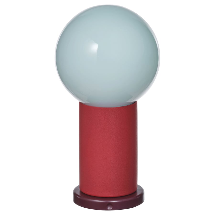 IKEA PS 2026 pārnēsājama LED lampa, darbojas ar baterijām regulējama gaismas intensitāte/sarkanā krāsā gaiši zilā krāsā, 22 cm
