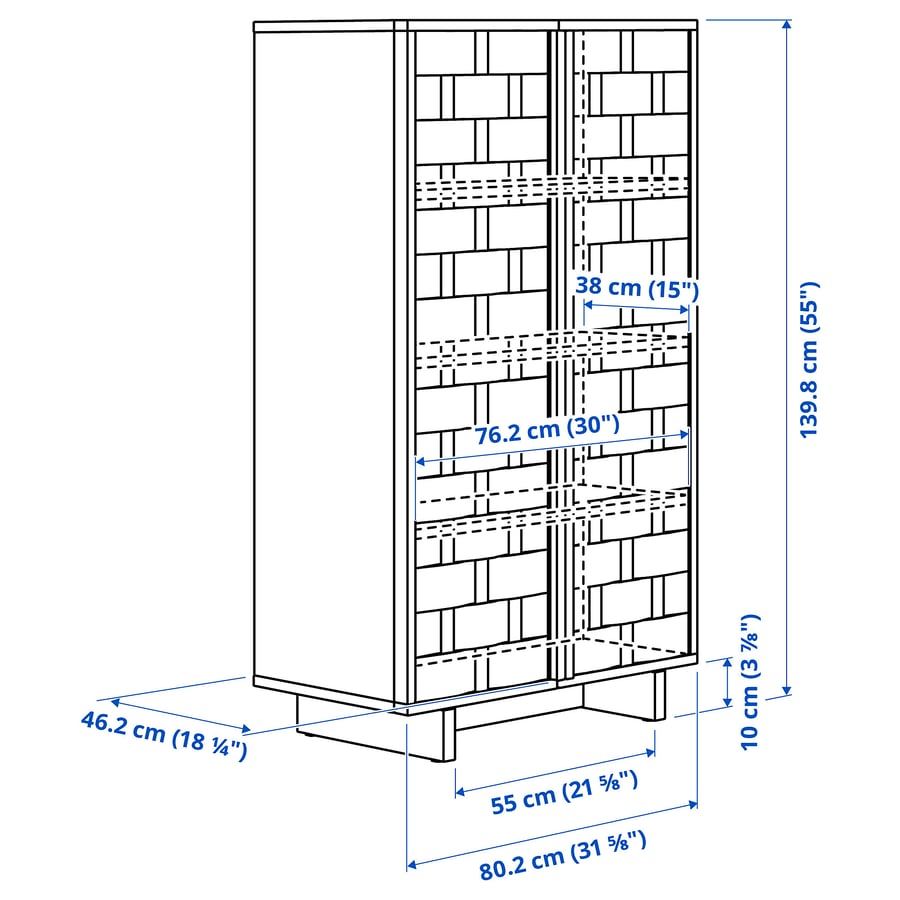 IKEA PS 2026 skapītis, priežkoks, 80x46x140 cm