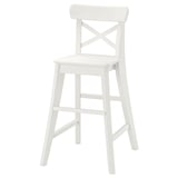 Krzesło juniorskie INGOLF białe, drewniane, czworonożne, oparcie, farba akrylowa.