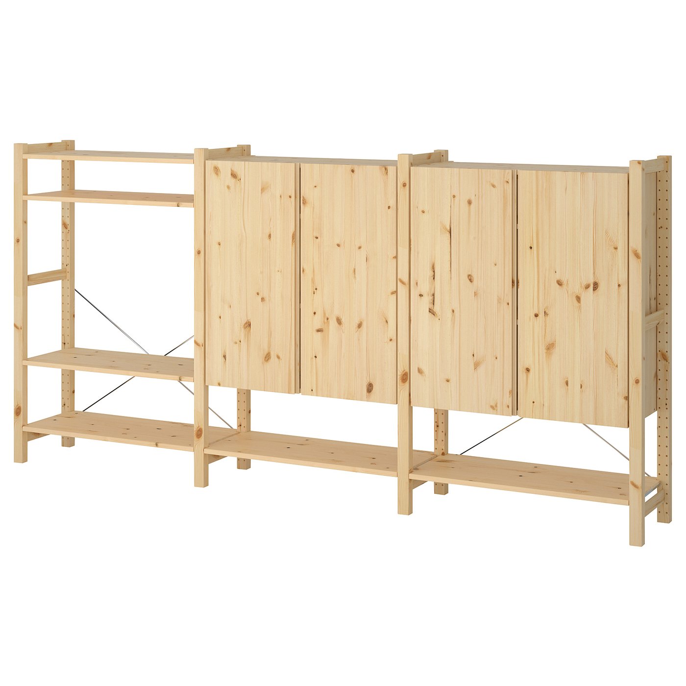 IVAR 3 sekcje/półki/szafka - sosna 259x30x124 cm