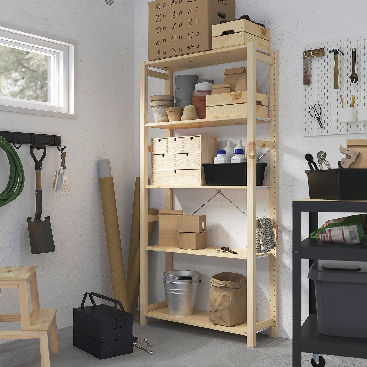 Стелаж IKEA IVAR, сосна, 89 × 30 × 179 см — фото 3