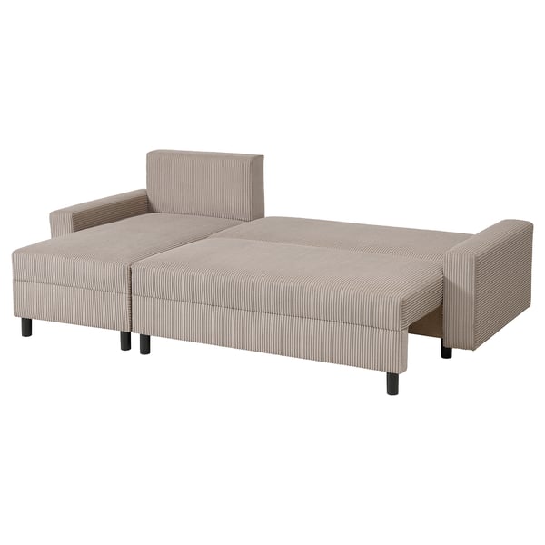 JÄRINGSHOLM beżowa sofa rozkładana z pasiastym materiałem, wszechstronny wzór szezlonga.