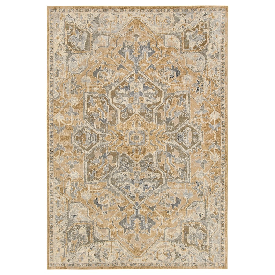 JÄRNVÄG paklājs ar īsām plūksnām, ornamentu raksts smilškrāsā/tumša smilškrāsa, 133x195 cm