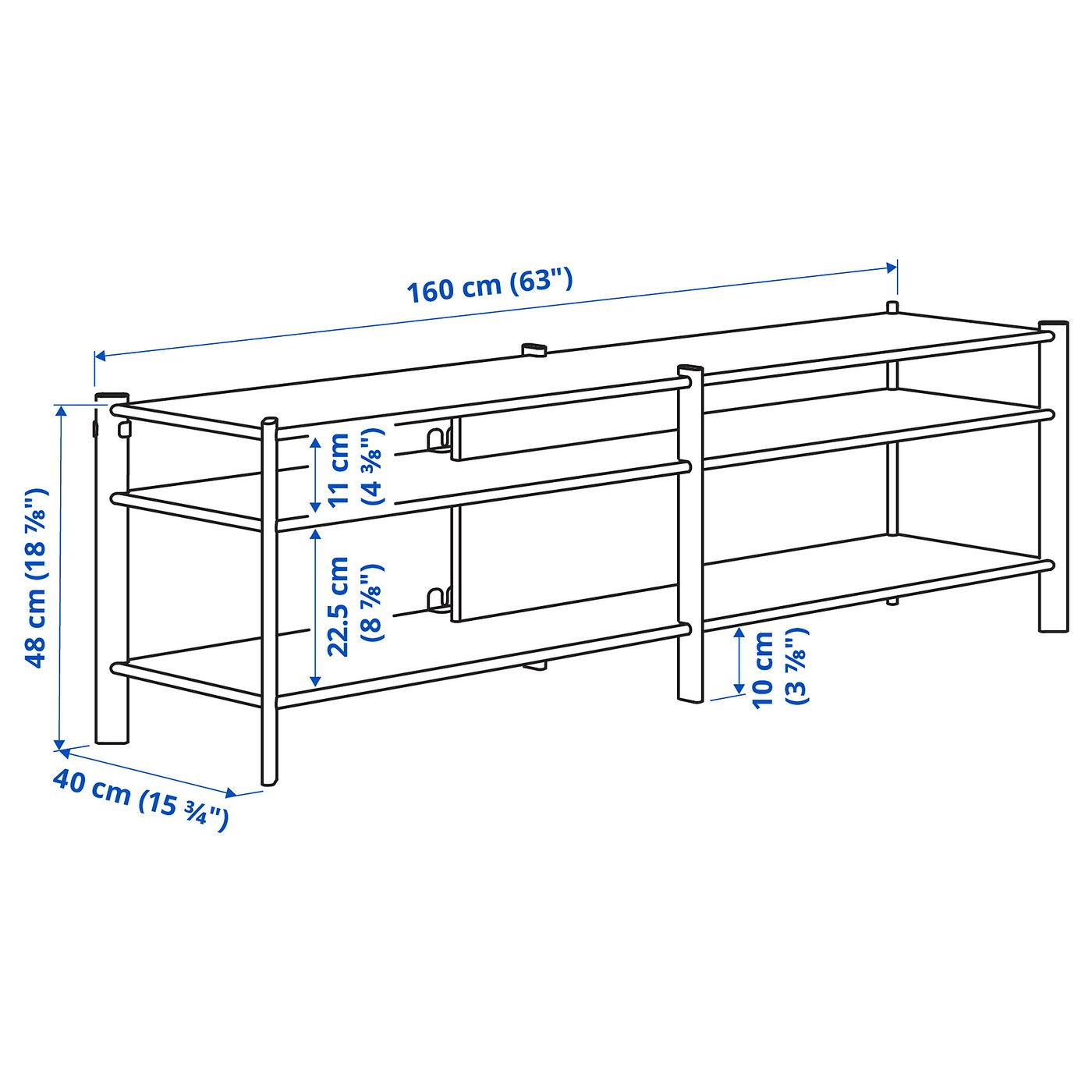 Тумба під телевізор IKEA JÄTTESTA, чорний, 160 × 40 × 49 см — фото 7
