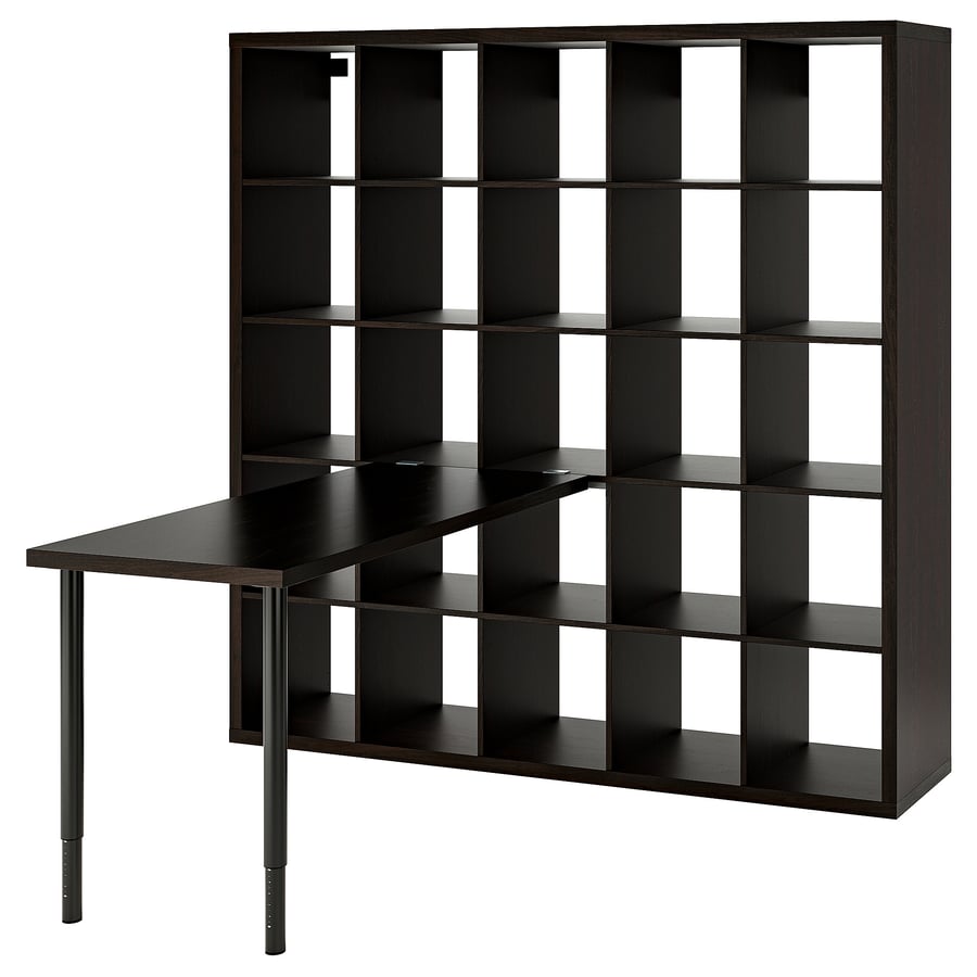 KALLAX / LAGKAPTEN rakstāmgalda kombinācija, melnā krāsā/melni brūnā krāsā, 182x159x182 cm