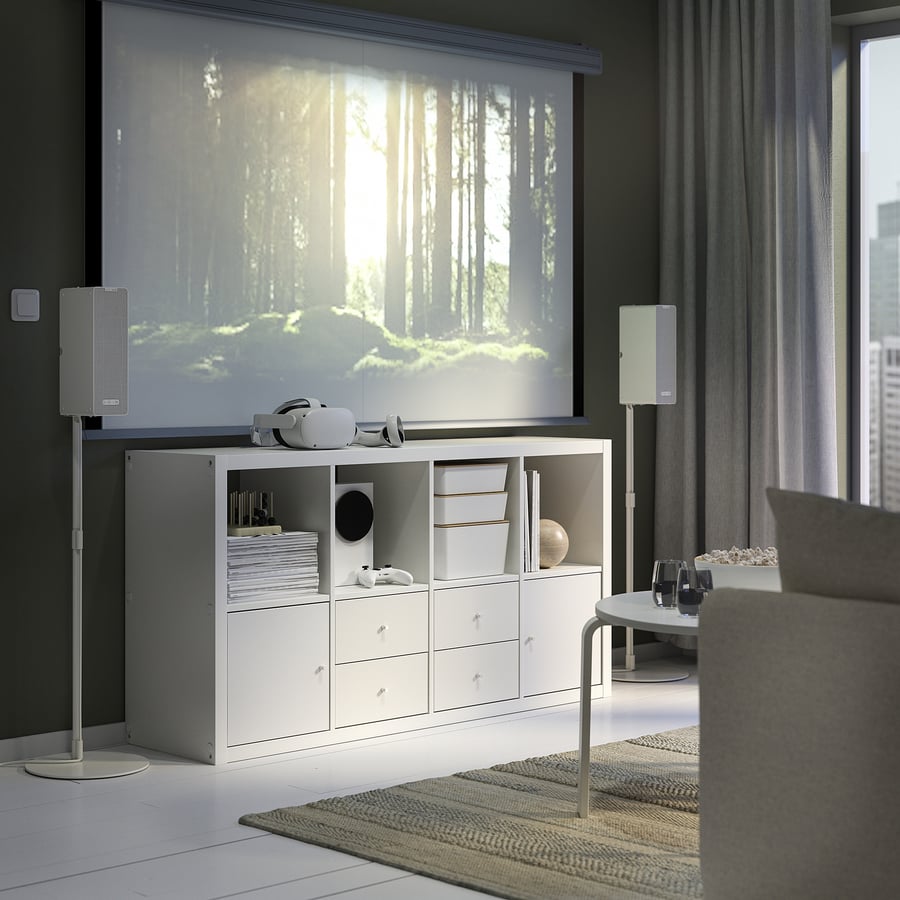KALLAX riiul ja 4 sisu 77x39x147 cm valge