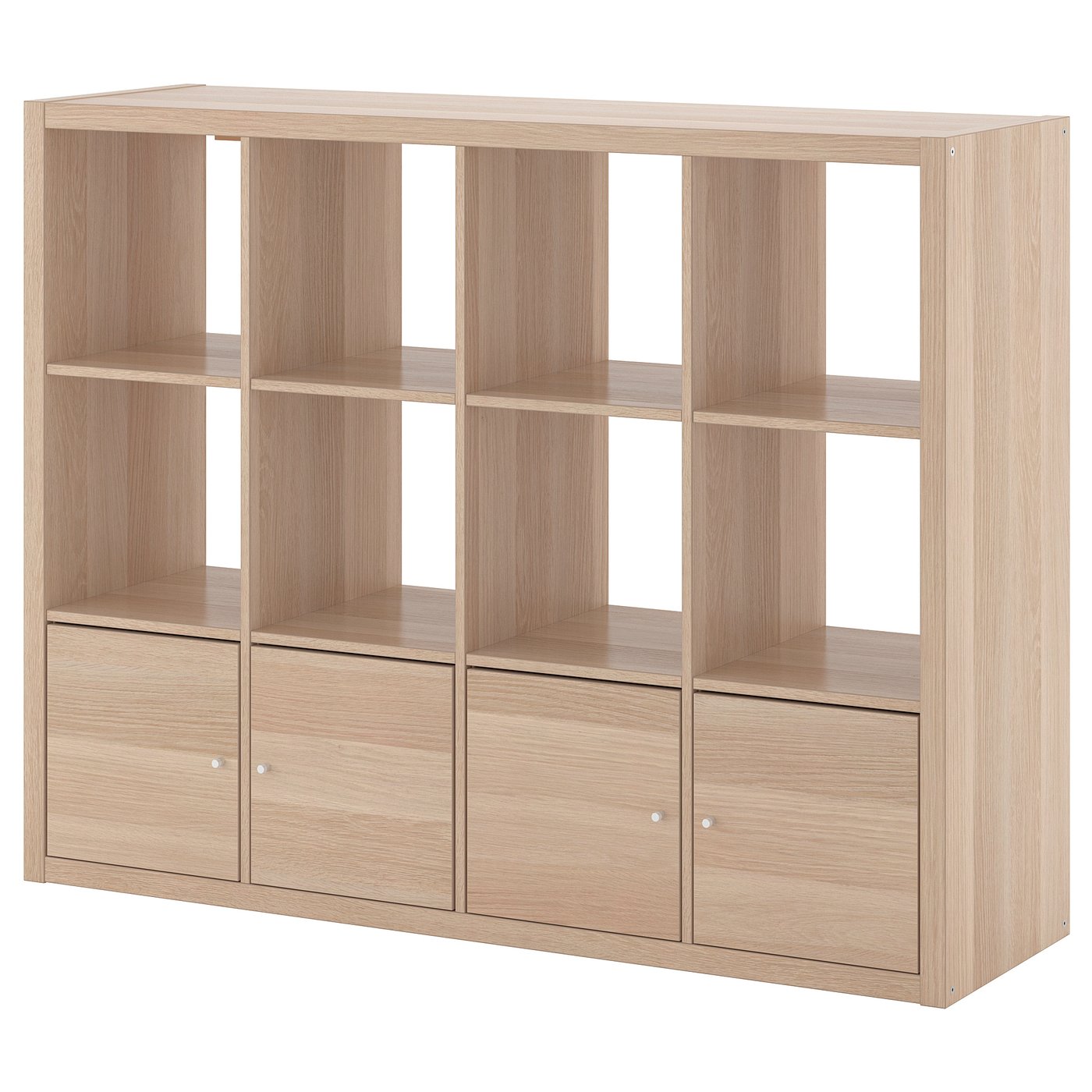 KALLAX Regał z 4 wkładami - imitacja dębu bejcowanego na biało 147x112 cm