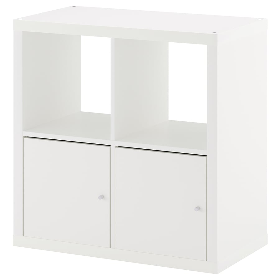 KALLAX 2x2 Raamatukapp uksega, valge,77x77 cm
