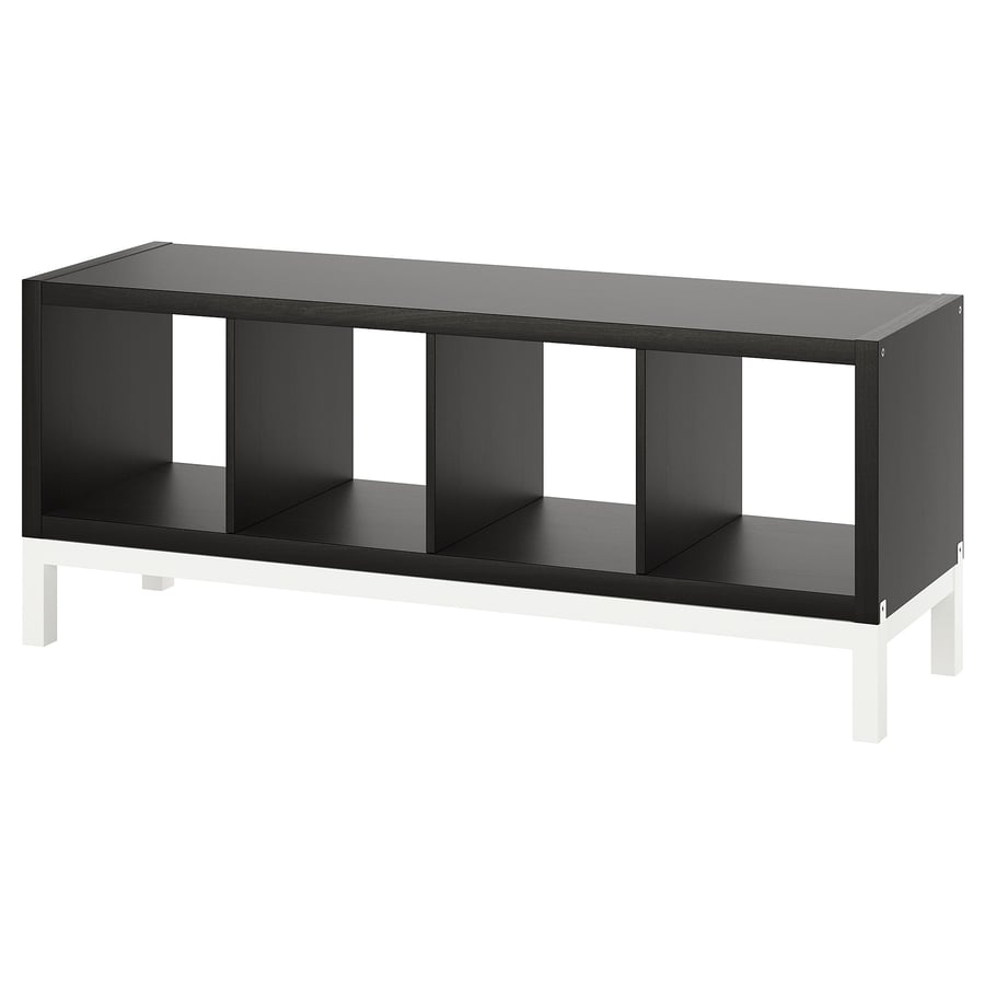 KALLAX  plaukts ar apakšrāmi, 147x59 cm, melni brūnā krāsā/baltā krāsā  