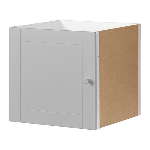 KALLAX - wkład z drzwiami, 33x33 cm, frezowany/szary