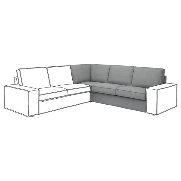 Szara sofa segmentowa KIVIK, nowoczesny design o pudełkowym kształcie, tapicerka z miękkiej tkaniny.