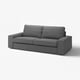 Sofa KIVIK, szara, nowoczesny design, niskie ramiona, trzy siedziska, trwała tkanina.