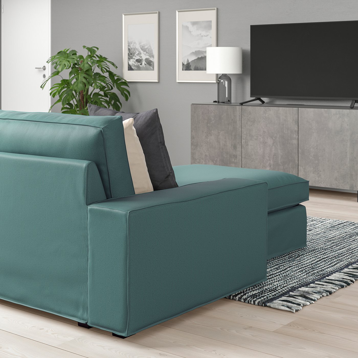 Mo　IKEA ソファ　KIVIK KIVIK sofa 3-osobowa z szezlongiem, Tibbleby beżowy/szary - IKEA