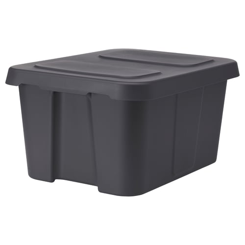 KLÄMTARE Контейнер з кришкою, внутр/зовн - темно-сірий 58x45x30 см