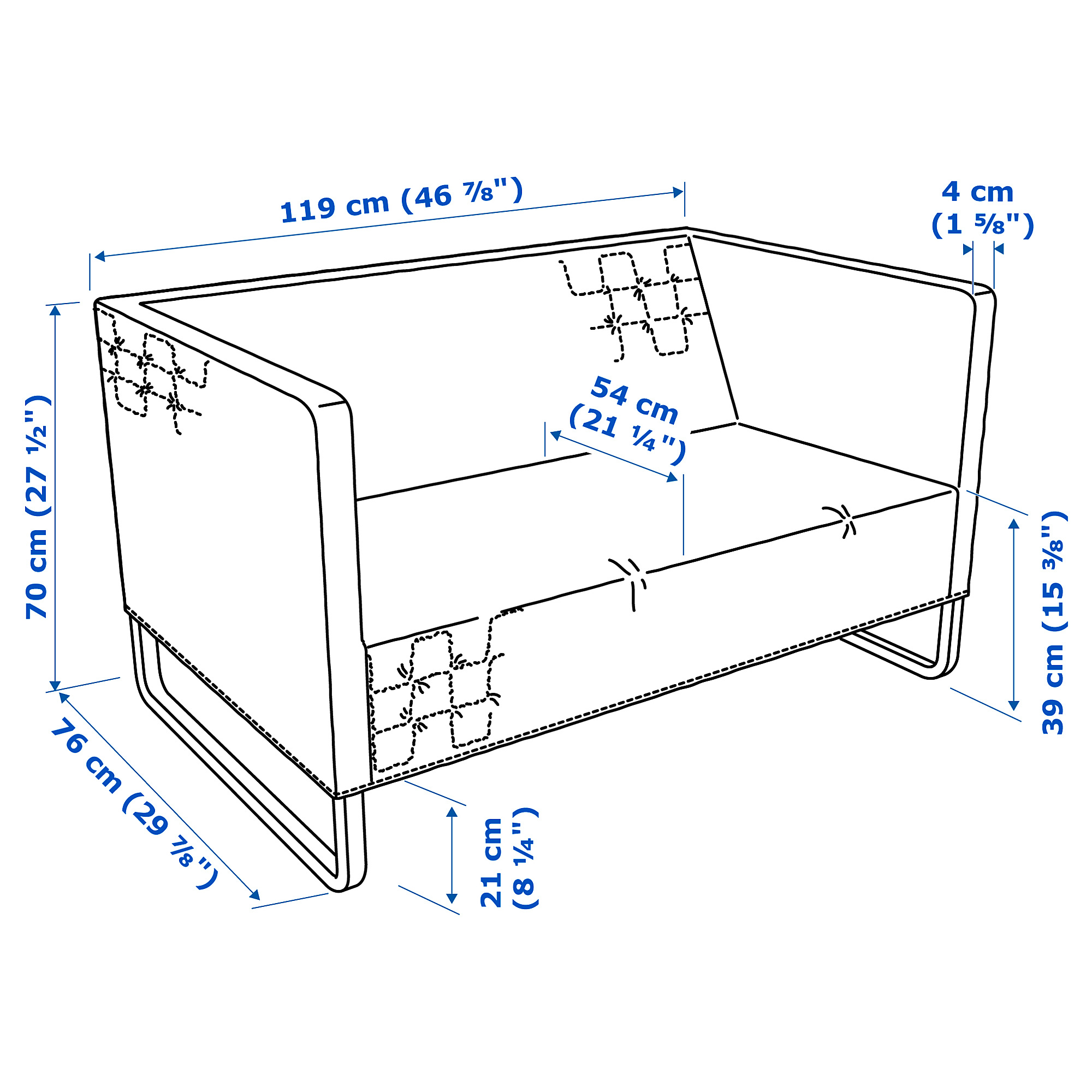 KNOPPARP Sofa 2osobowa, Knisa jaskrawoniebieski, Sprawdź szczegóły