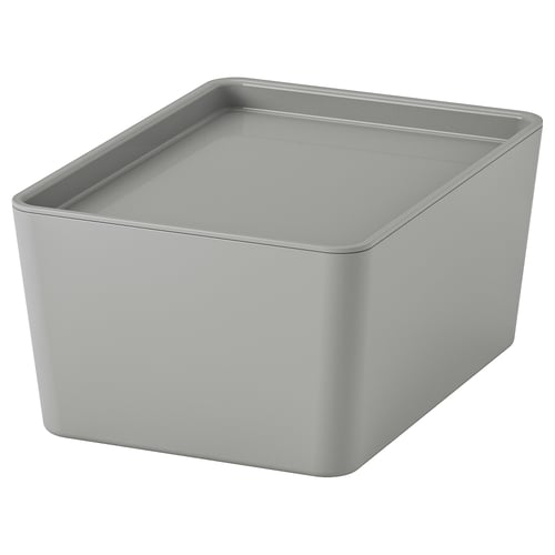 KUGGIS Контейнер з кришкою - світло-сірий 13x18x8 см