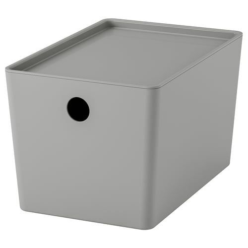 KUGGIS Контейнер з кришкою - світло-сірий 18x26x15 см