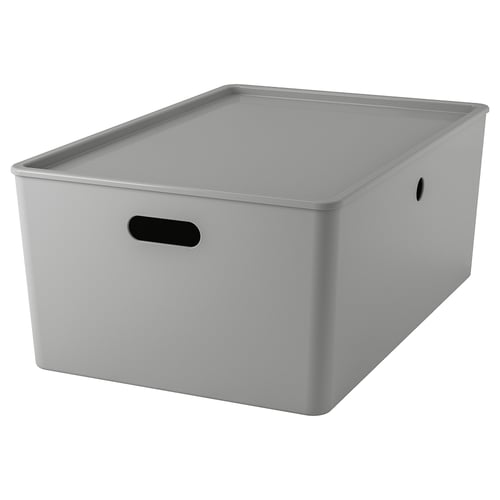 KUGGIS Контейнер з кришкою - світло-сірий 37x54x21 см