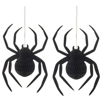 KUSTFYR halloween pająki, czarny, papier, sześciokątny korpus, wiszący sznurek.