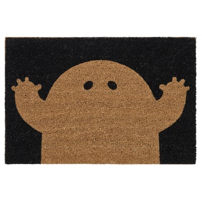 KUSTFYR Wycieraczka, wzór ducha czarny/naturalny, 40x60 cm