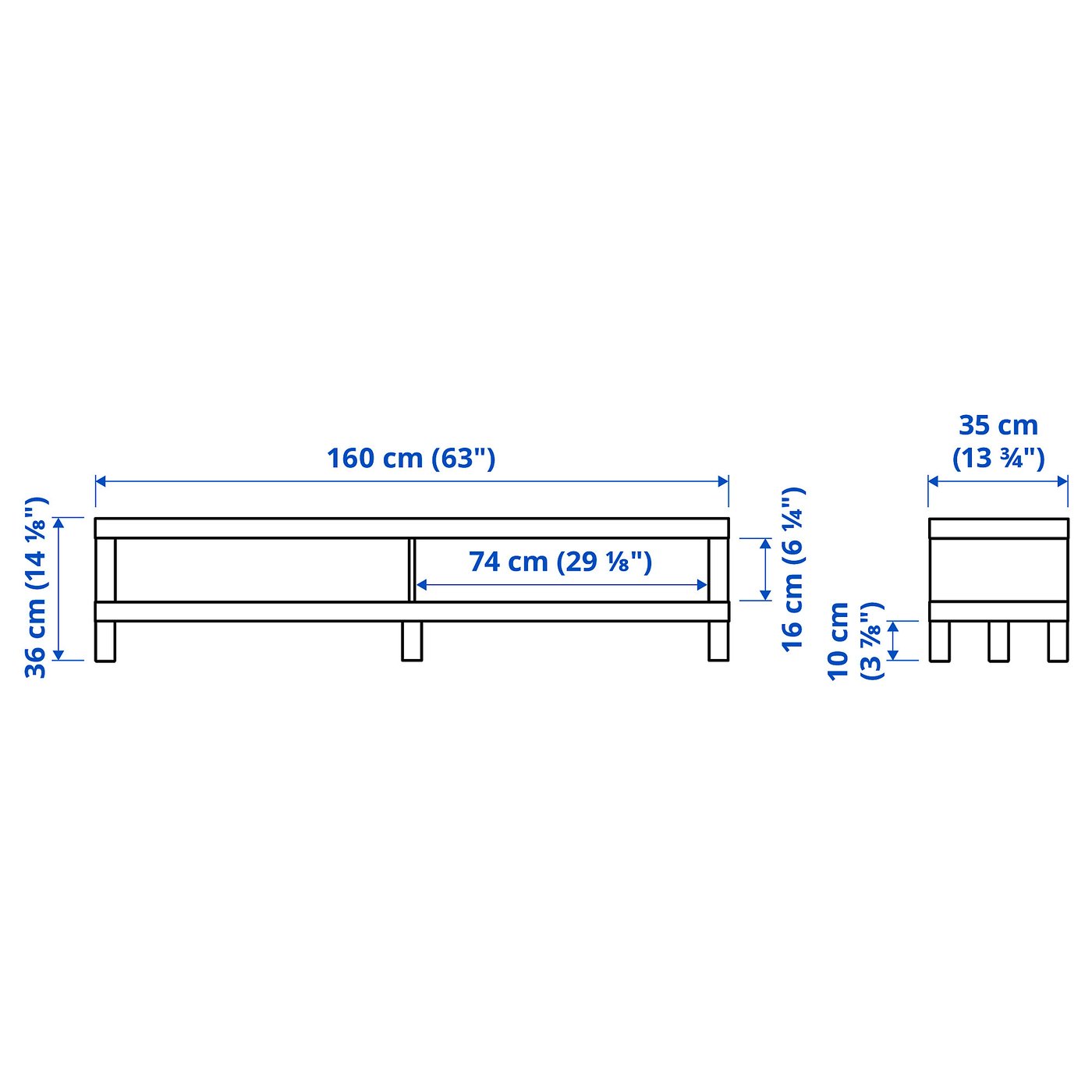 Тумба під телевізор IKEA LACK, білий, 160 × 35 × 36 см — фото 7