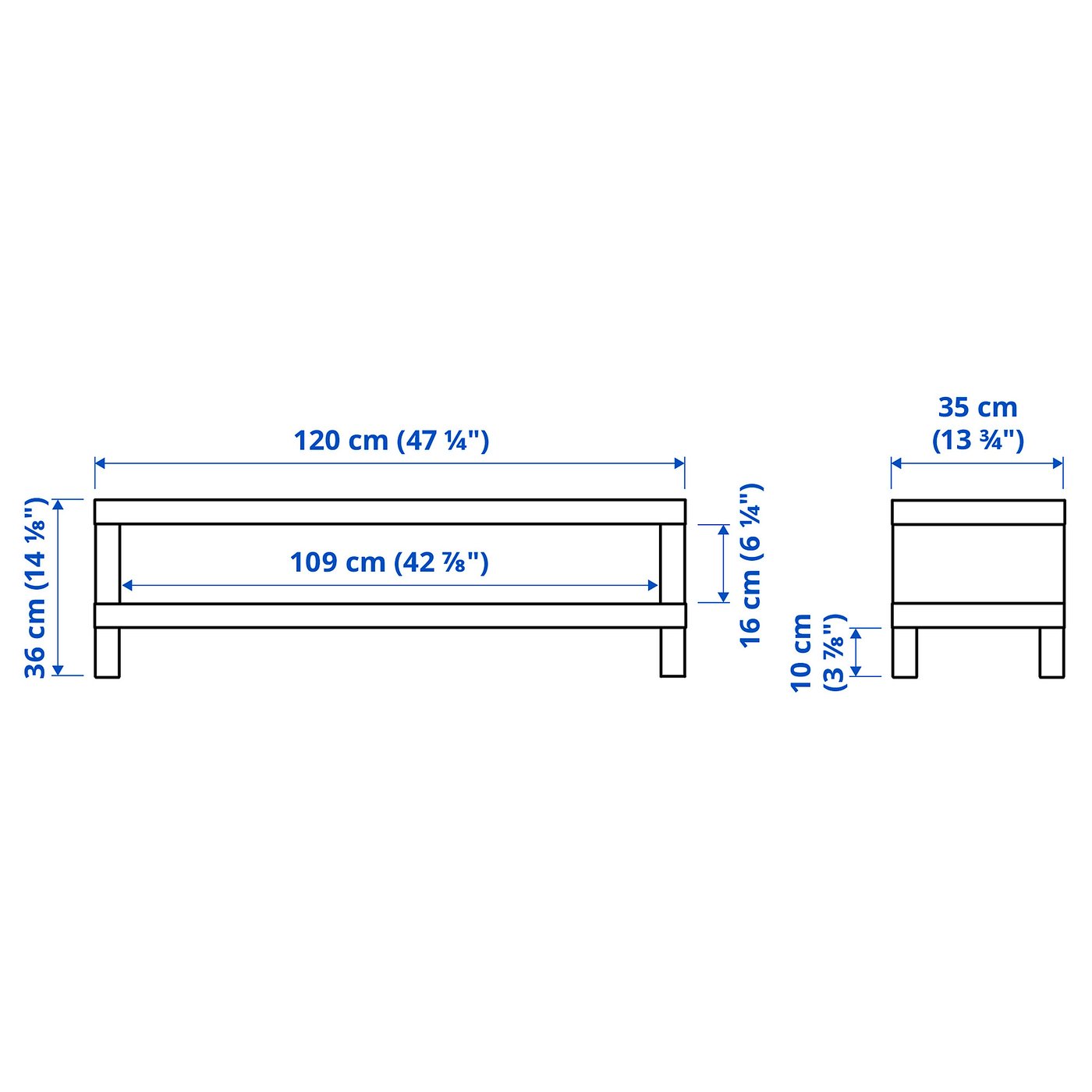 Тумба під телевізор IKEA LACK, білий, 120 × 35 × 36 см — фото 7
