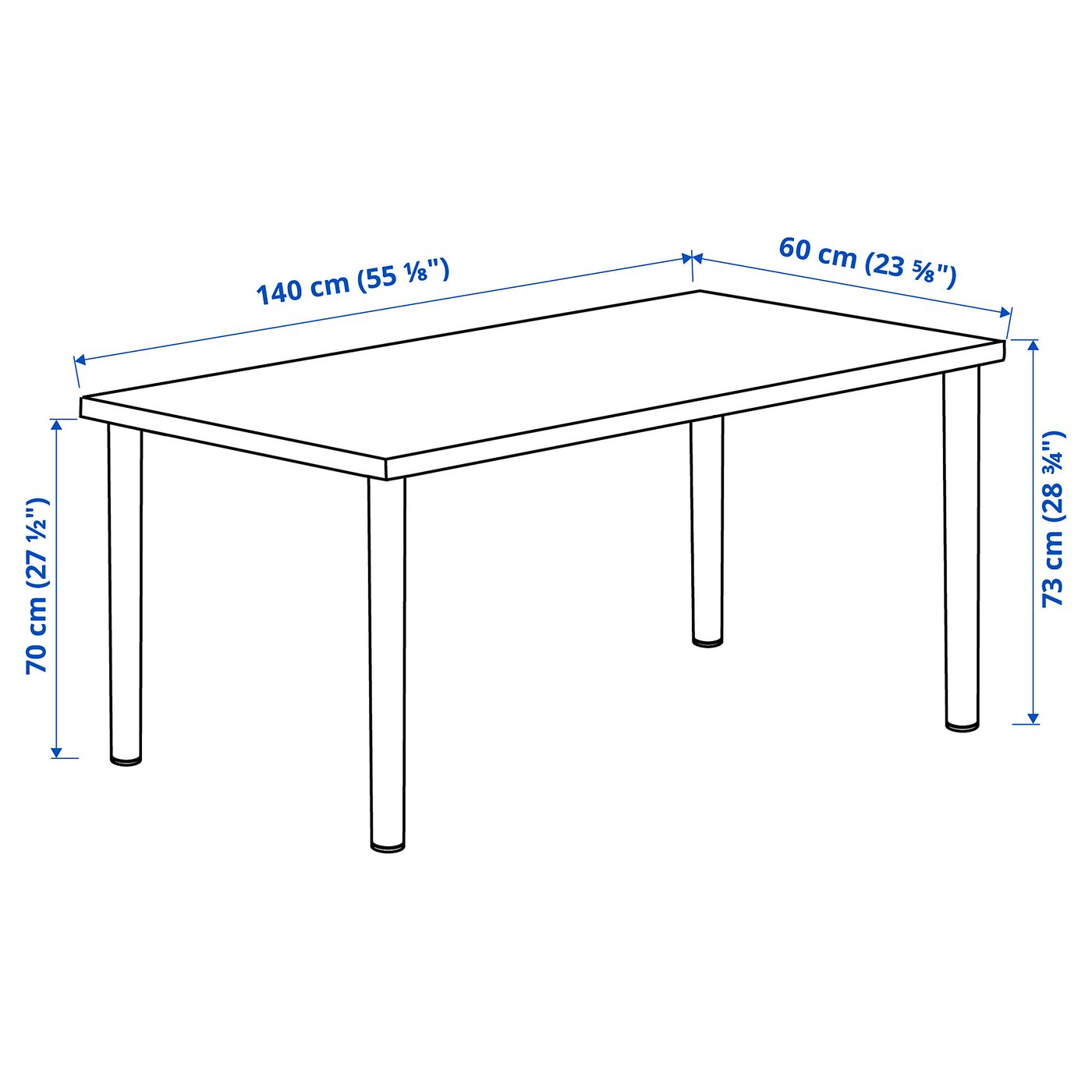 Письмовий стіл IKEA LAGKAPTEN / ADILS, білий / темно-сірий, 140 × 60 см — фото 2