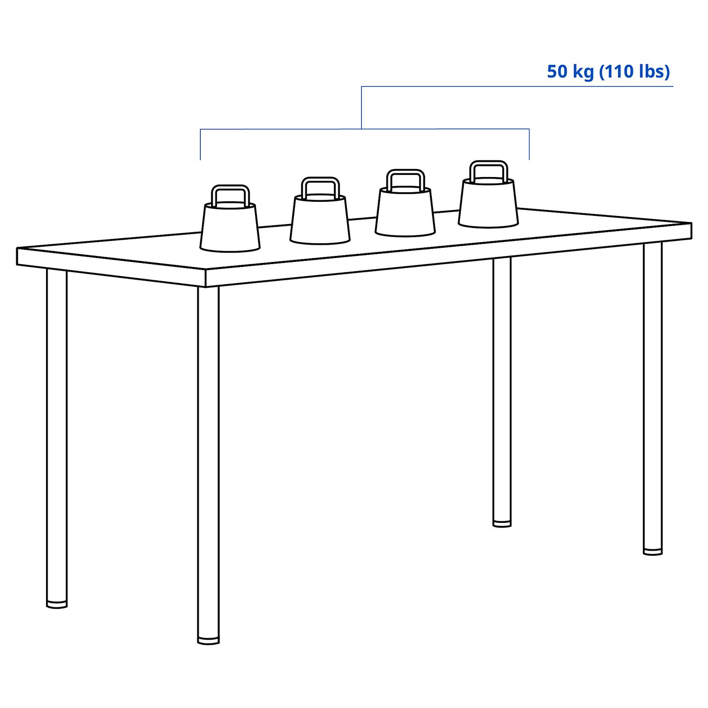 Письмовий стіл IKEA LAGKAPTEN / ADILS, білий / темно-сірий, 140 × 60 см — фото 3