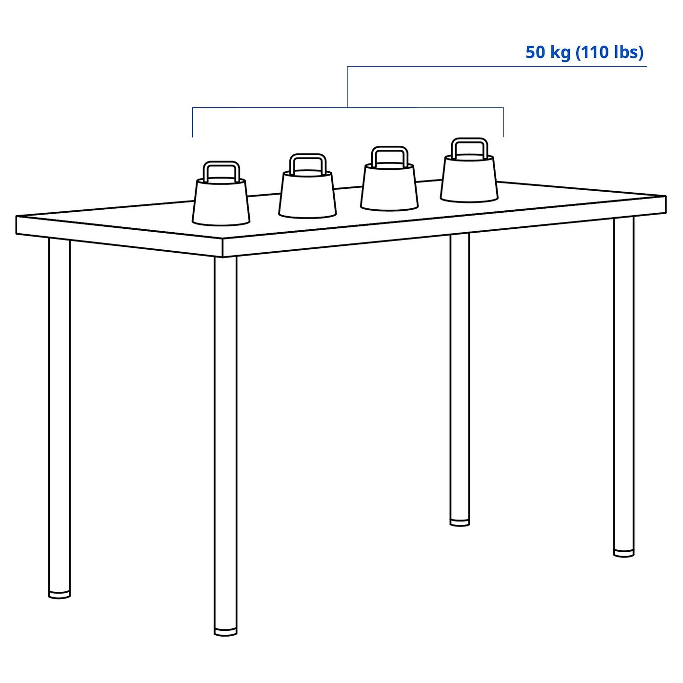 Письмовий стіл IKEA LAGKAPTEN / ADILS, білий / чорний, 120 × 60 см — фото 3