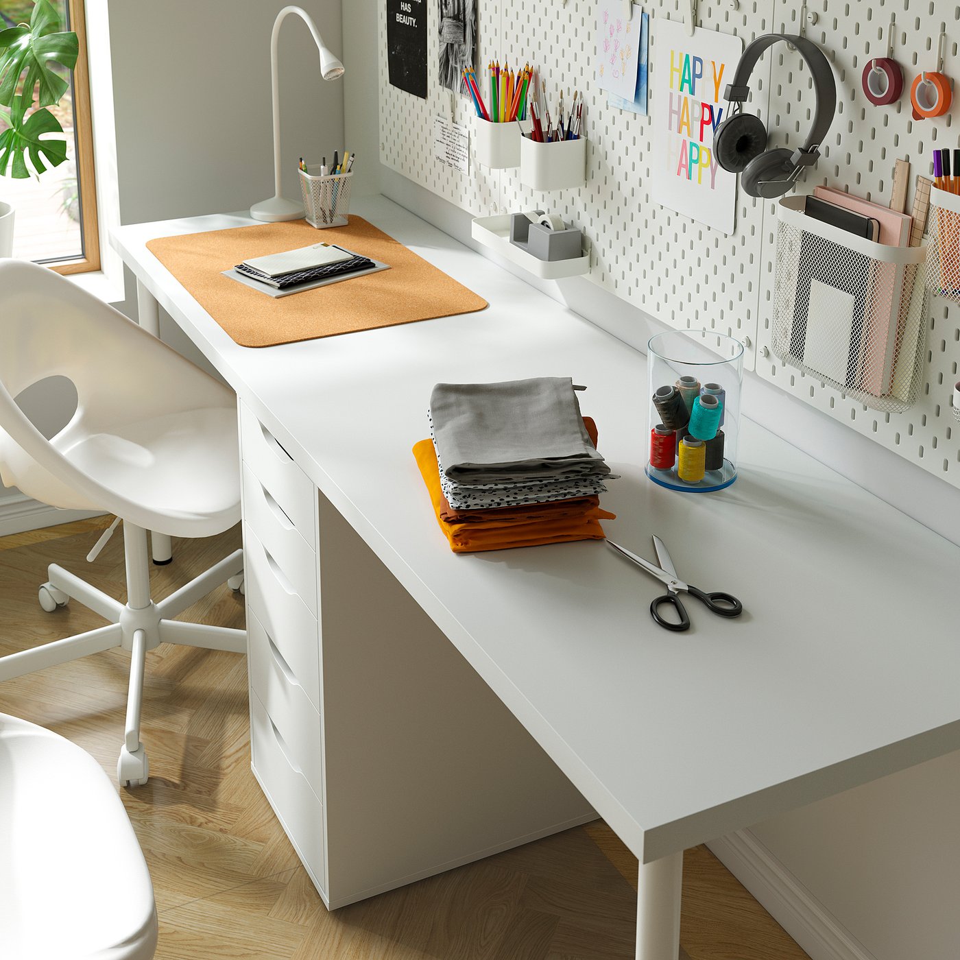 Письмовий стіл IKEA LAGKAPTEN / ALEX, білий, 200 × 60 см — фото 3