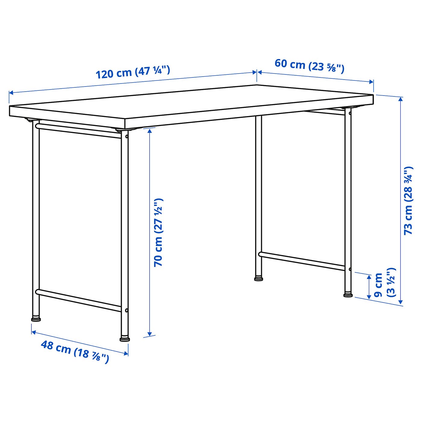 Письмовий стіл IKEA LAGKAPTEN / SPÄND, білий / чорний, 120 × 60 см — фото 2