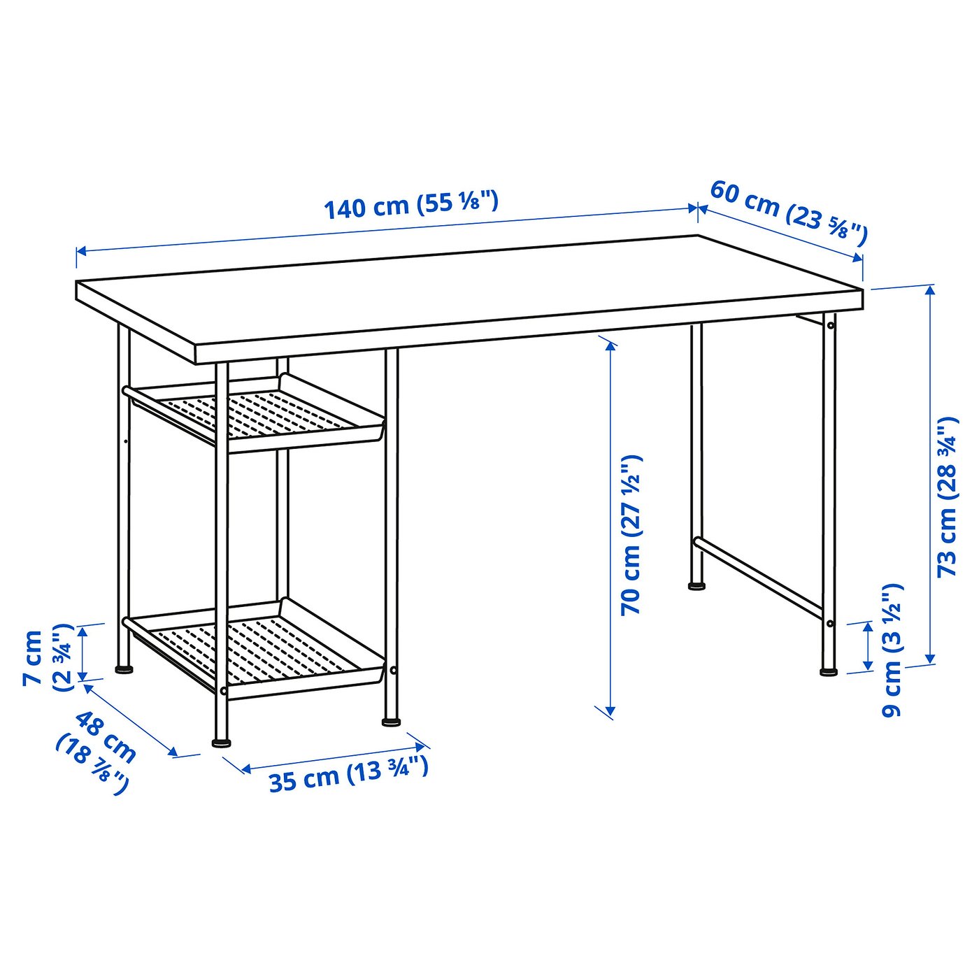 Письмовий стіл IKEA LAGKAPTEN / SPÄND, білий / чорний, 140 × 60 см — фото 2