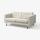 Beżowa dwuosobowa sofa landskröna z fufowanymi poduszkami, drewnianymi nogami i przytulnym, stylowym designem.