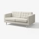 Szara sofa LANDSKRONA, nowoczesny design, jasna tkanina, chromowane nogi, dwuosobowa.