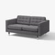 Szara sofa LANDSKRONA z miękkimi poduszkami, smukłymi metalowymi nogami i nowoczesnym designem.