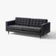 skórzana sofa, nowoczesny design. Fotelowe siedzenie i oparcie, chromowane nogi. Eleganckie, wygodne.