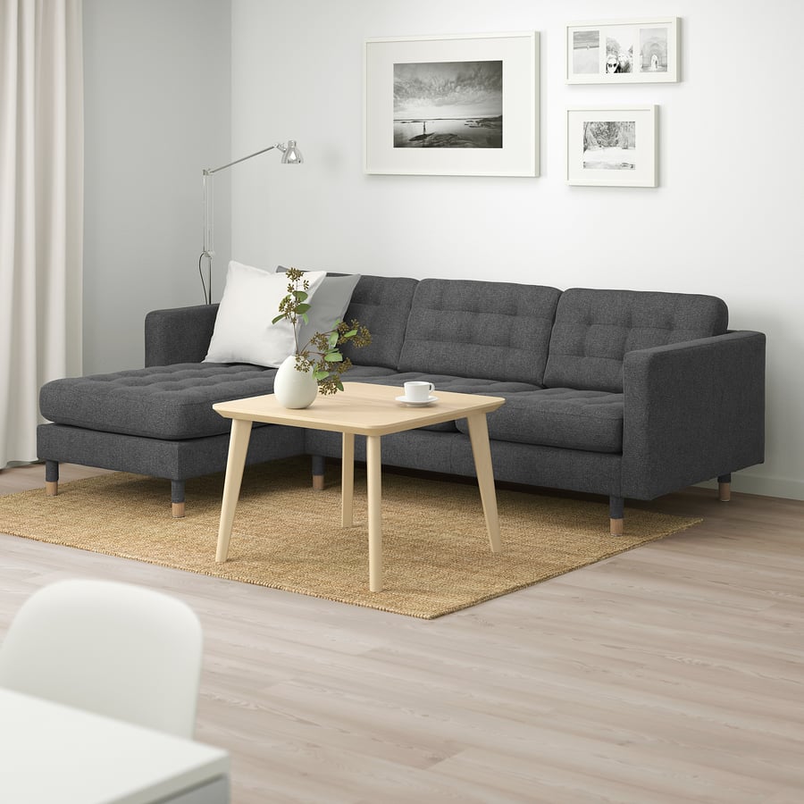 LANDSKRONA 3-kohaline diivan 242x78 cm lamamistooliga/Gunnared tumehall/puit