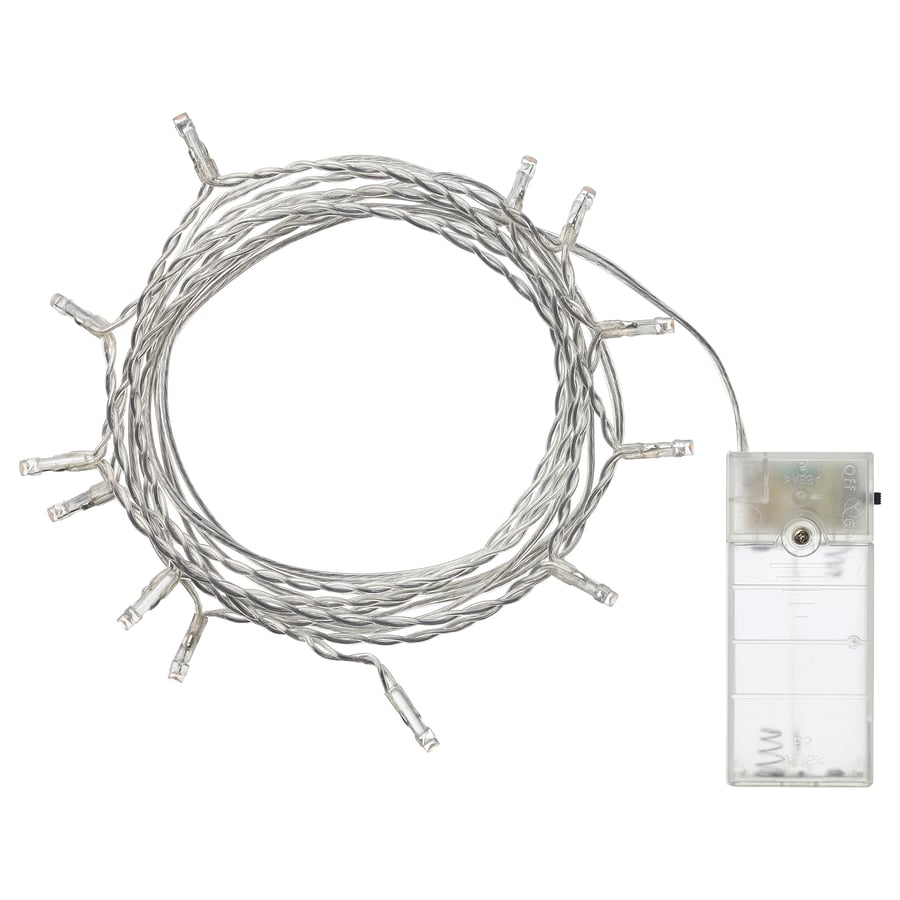 LEDFYR LED virtene ar 12 lampiņām, iekštelpu/darbojas ar baterijām sudraba krāsa