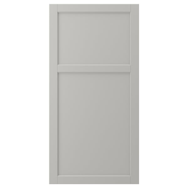 Drzwi szafy LERHYTTAN jasnoszare. Rama z litego drewna, fazowane krawędzie, panel fornirowany. Klasyczny, tradycyjny design.