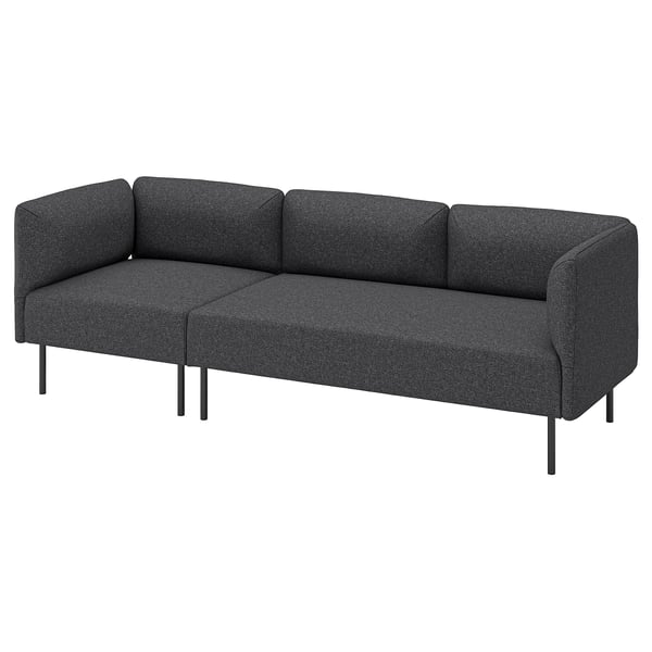 LILLEHEM Sofa modułowa, 3-osobowa, Gunnared/ciemnoszary metal