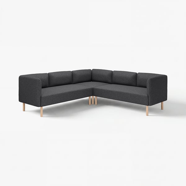 LILLEHEM ciemnoszara modułowa sofa, nowoczesny design z drewnianymi nogami.