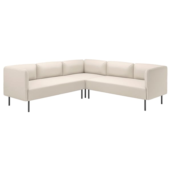 Nowoczesna sofa LILLEHEM w kształcie litery L w kolorze jasnobeżowym, o czystych liniach i modułowym designie, idealna do wszechstronnych aranżacji siedzenia.