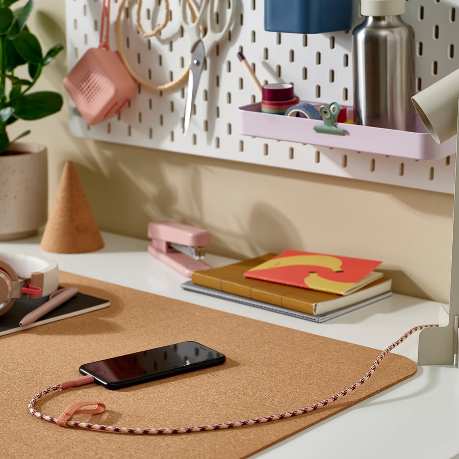 LILLHULT USB-C- ja lightning-otsikuga kaabel, roosa/beež, 1.5 m
