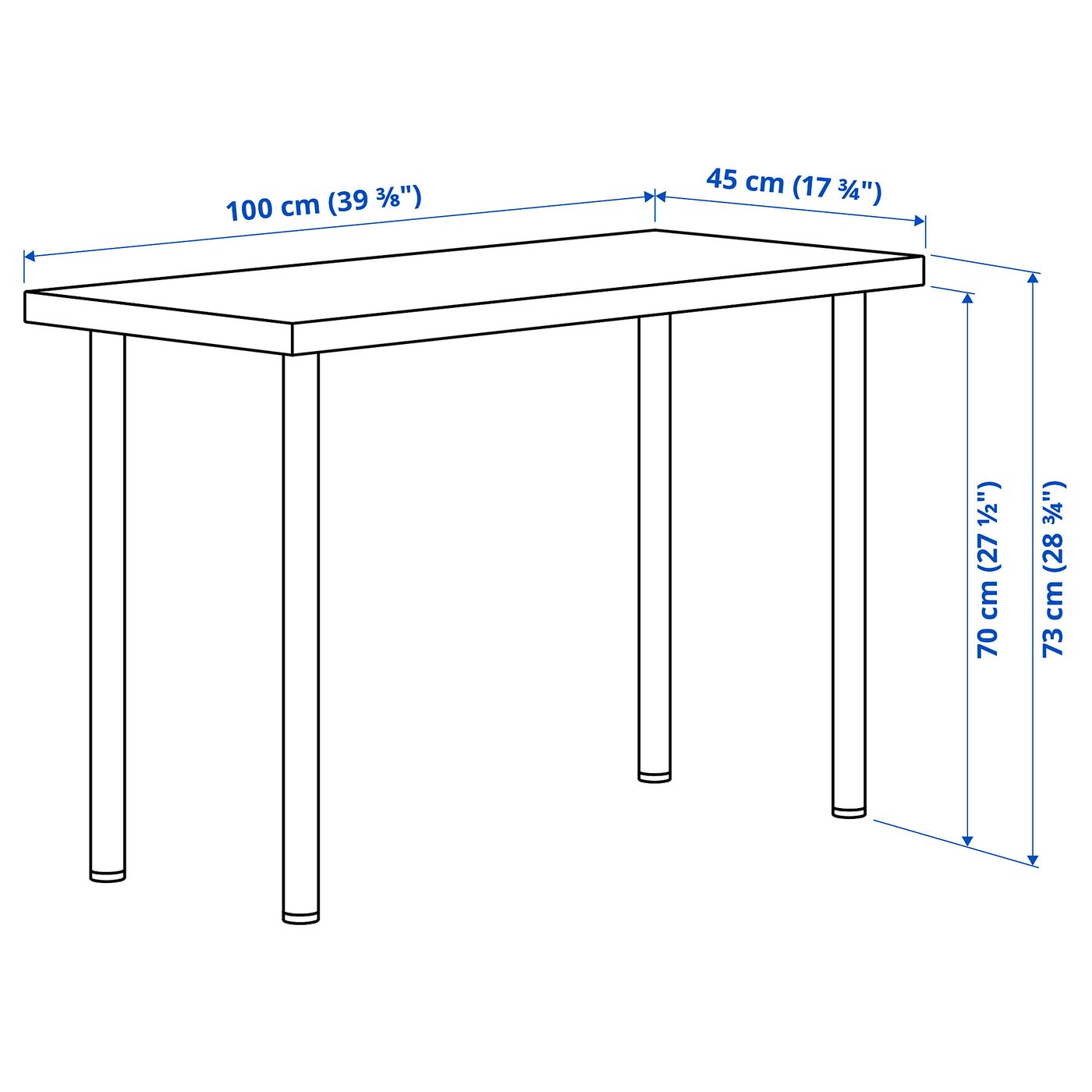 Стіл IKEA LINNMON / ADILS, темно-сірий / чорний, 100 × 45 см — фото 2