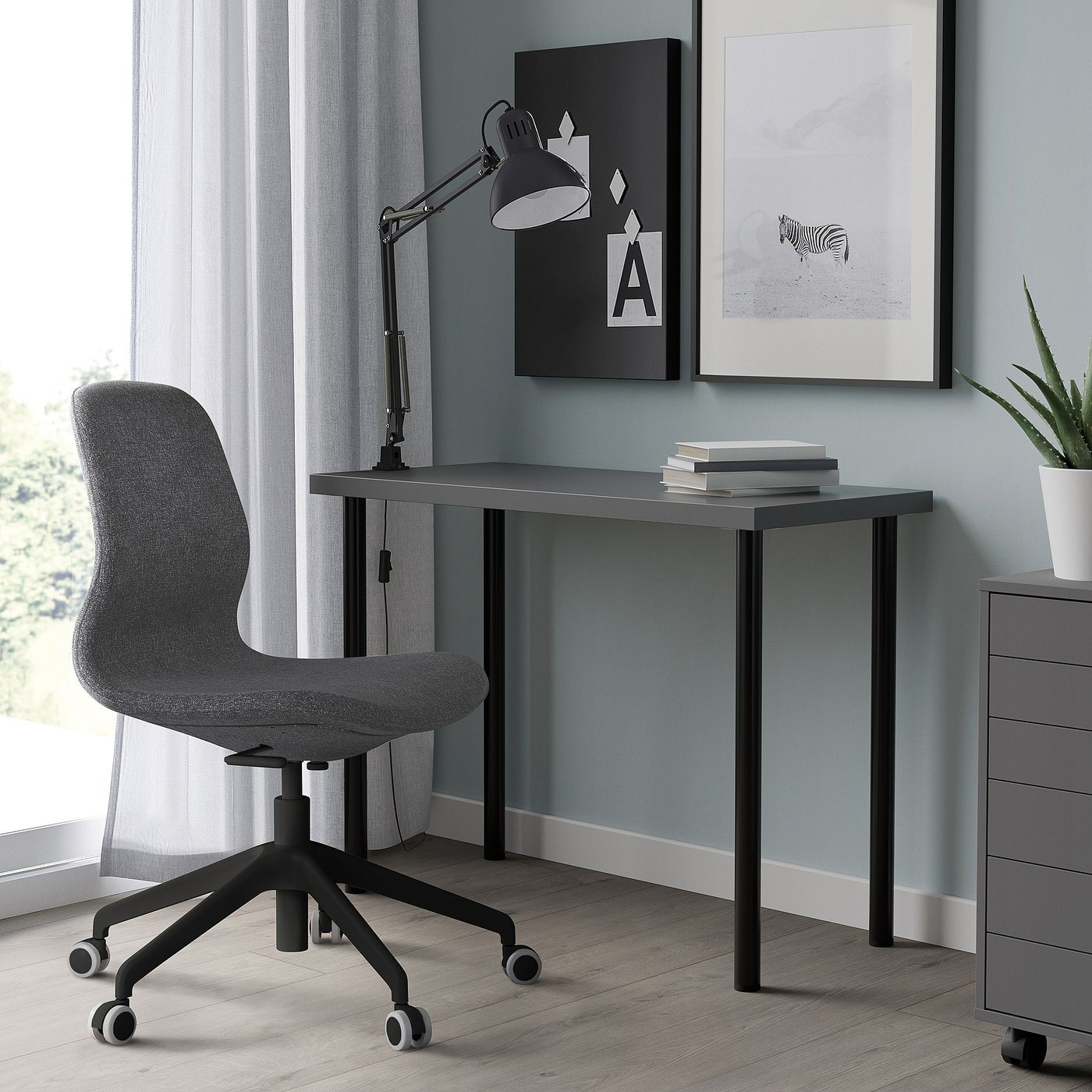 Стіл IKEA LINNMON / ADILS, темно-сірий / чорний, 100 × 45 см — фото 3