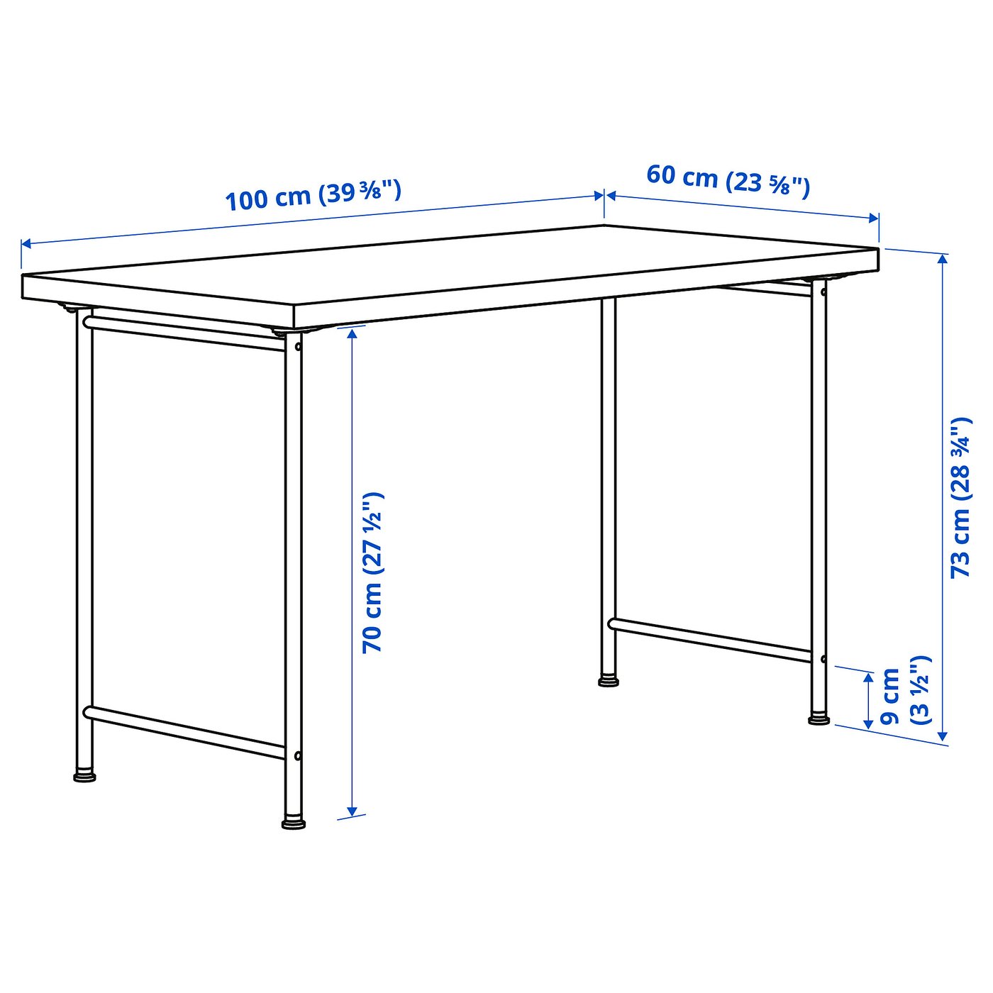 Письмовий стіл IKEA LINNMON / SPÄND, білий, 100 × 60 см — фото 2