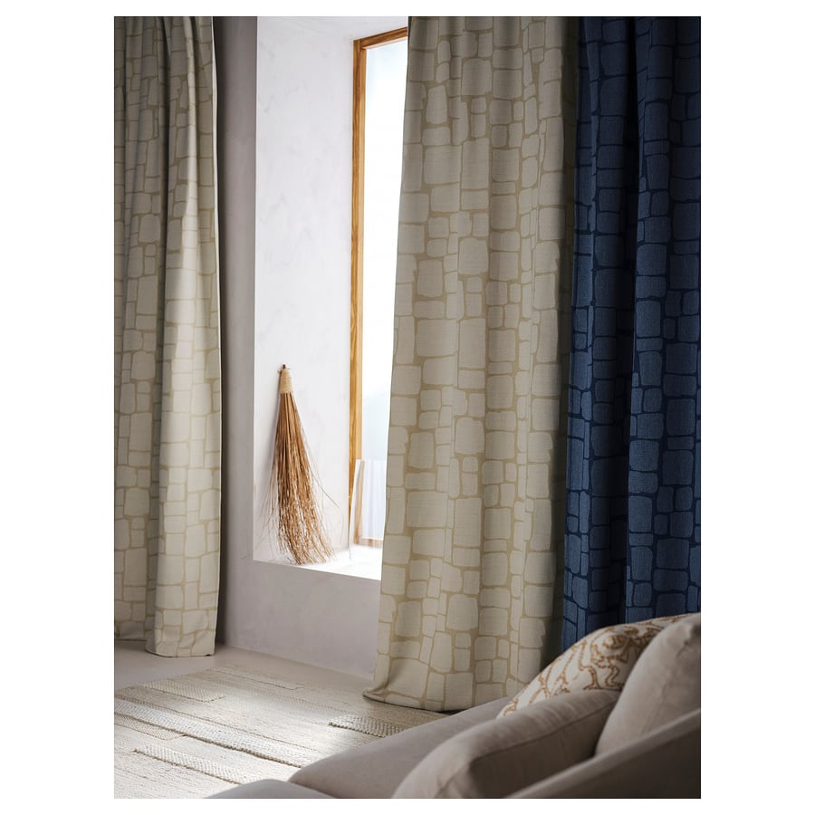 LÖNNSTÄVMAL täielikult pimendavad kardinad, 1 p, beež/kardinapaelaga, 145x300 cm LÖNNSTÄVMAL täielikult pimendavad kardinad, 1 p, beež/kardinapaelaga, 145x300 cm