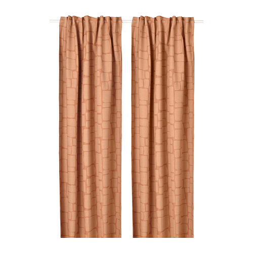 LÖNNSTÄVMAL - zasłony zaciemniające, para, 145x300 cm, jasny czerwono-brązowy/na taśmie